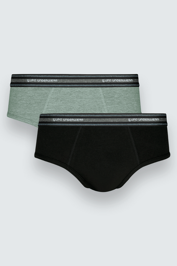 Kit com 2 Cuecas Adulto Slip Algodão Elastano Cós Mini Lupo