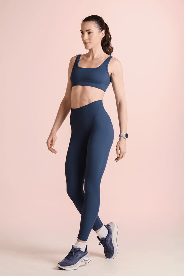 Conjunto Top e Calça Legging Basic Sem Costura Canelada