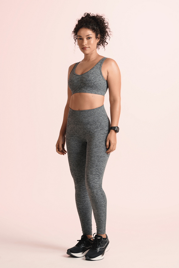 Conjunto Top e Calça Legging Sem Costura Mixed Gray